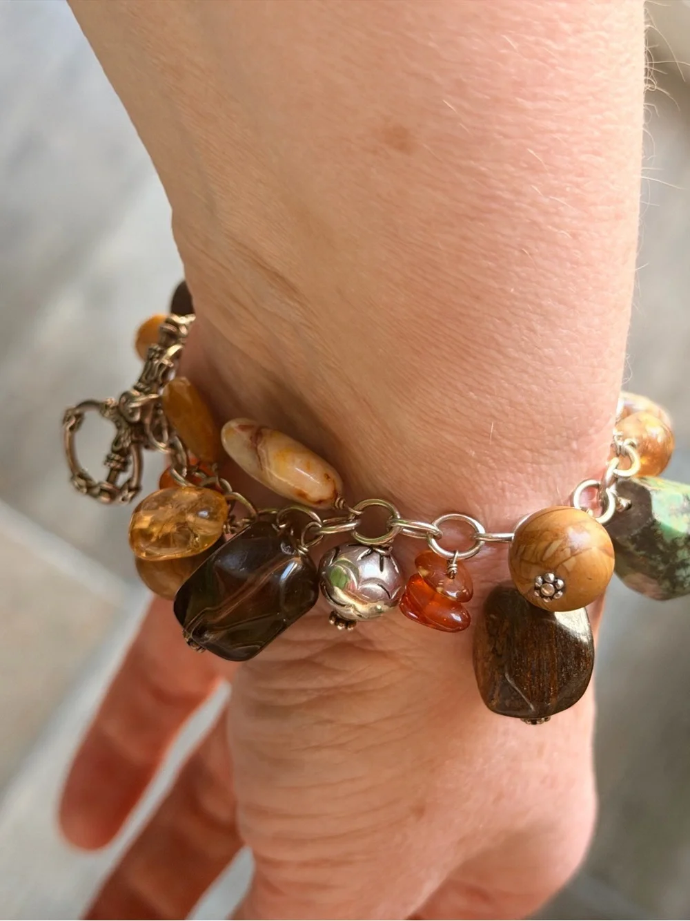 Silpada Cha Cha Multi-Stone Bracelet in Turquoise and Brown, Sterling